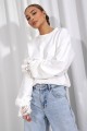 Bluza damska pastelowa z koronką – elegancka bluza dresowa śmietankowa