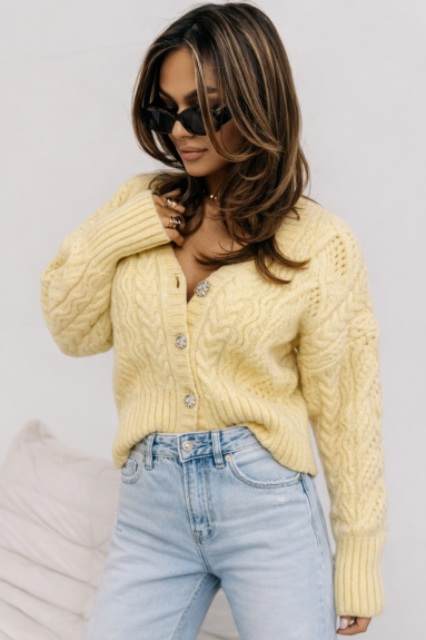 Kardigan damski o ażurowym splocie Cocomore