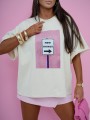 T-shirt damski oversize New Things Me Gusta kokosowy