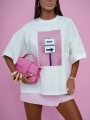 T-shirt damski oversize New Things Me Gusta biały