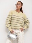 Wiosenny sweter damski w paski z alpaki suri Yarn żółty