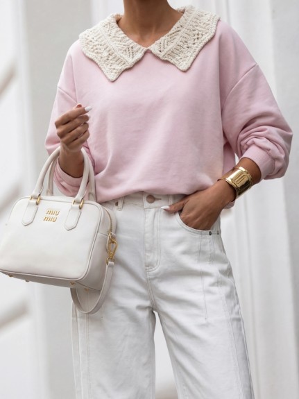 Różowa bluza damska z kołnierzykiem Cocomore