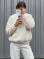Bluza damska baranek misiu na zamek półgolf oversize Cocomore ecru