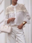 Elegancka bluzka damska koszula z koronką biała Cocomore