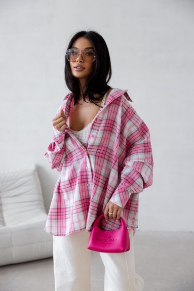 Koszula damska oversize w kratę Me Gusta