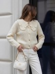 Sweter damski z kołnierzykiem z alpaki suri YARN śmietankowy