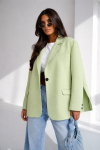 Bawełniana marynarka damska oversize Me Gusta – pistacjowa, wygodna i stylowa