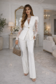 Komplet garnitur damski marynarka i spodnie biały