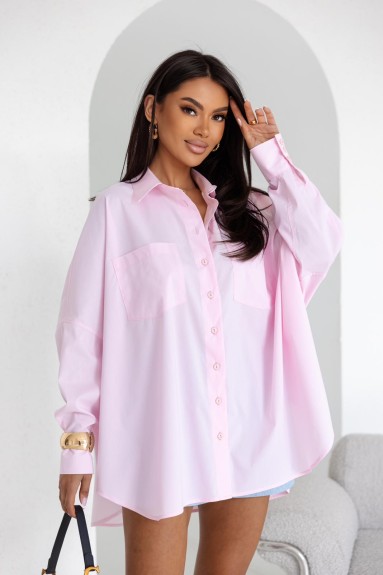 Jasnoróżowa koszula damska oversize Me Gusta