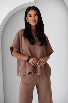 Karmelowy komplet damski dresowy bluza i spodnie Me Gusta