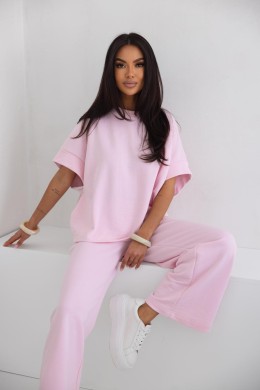 Różowy komplet damski dresowy bluza i spodnie Me Gusta