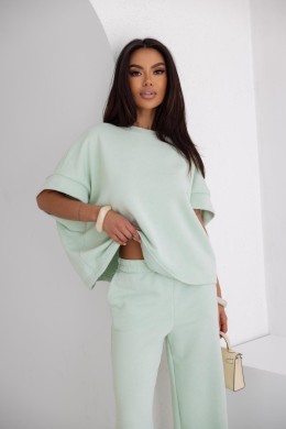 Miętowy komplet damski dresowy bluza i spodnie Me Gusta