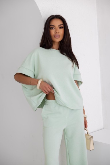Miętowy komplet damski dresowy bluza i spodnie Me Gusta