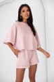 Pudrowy komplet damski dresowy bluza i spodenki Me Gusta
