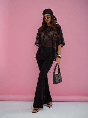 Koronkowa bluzka oversize Me Gusta czarna