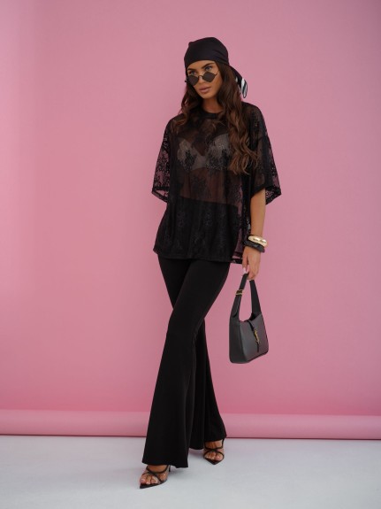 Koronkowa bluzka oversize Me Gusta czarna