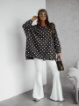 Bluza damska oversize Me Gusta w groszki brązowa