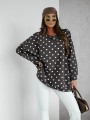 Bluza damska oversize Me Gusta w groszki brązowa