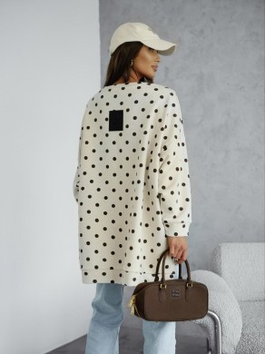 Bluza damska oversize Me Gusta w groszki beżowa