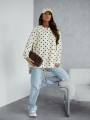 Bluza damska oversize Me Gusta w groszki beżowa