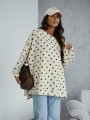 Bluza damska oversize Me Gusta w groszki beżowa