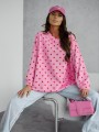 Bluza damska oversize Me Gusta w groszki różowa
