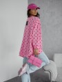 Bluza damska oversize Me Gusta w groszki różowa