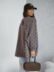 Bluza damska oversize Me Gusta w groszki fango