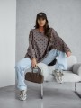 Bluza damska oversize Me Gusta w groszki fango