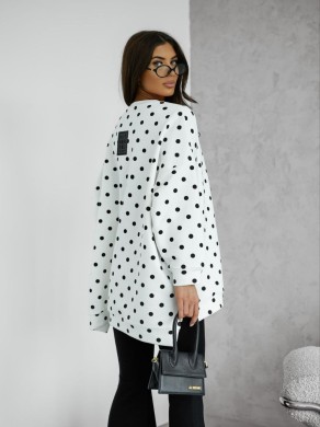 Bluza damska oversize Me Gusta w groszki biała