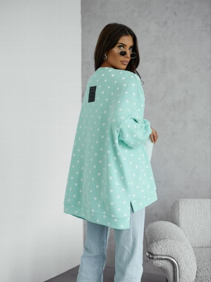 Bluza damska oversize Me Gusta w groszki miętowa