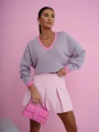 Kolorowy sweter v-dekolt w paski Me Gusta niebieski