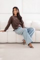 Sweter damski z alpaki superfine Dolly brązowy