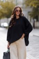 Bluza damska oversize Me Gusta czarna - bawełniana, z naszywką muchy