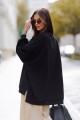 Bluza damska oversize Me Gusta czarna - bawełniana, z naszywką muchy