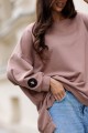 Bluza damska oversize Me Gusta cynamon - bawełniana, z naszywką muchy