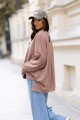 Bluza damska oversize Me Gusta cynamon - bawełniana, z naszywką muchy