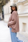 Bluza damska oversize Me Gusta cynamon - bawełniana, z naszywką muchy