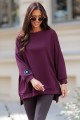 Bluza damska oversize Me Gusta wiśniowa - bawełniana, z naszywką muchy