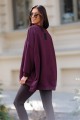 Bluza damska oversize Me Gusta wiśniowa - bawełniana, z naszywką muchy