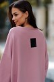 Bluza damska oversize Me Gusta brudny róż - bawełniana, z naszywką muchy