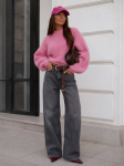 Różowy sweter damski z dodatkiem moheru Me Gusta