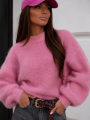 Różowy sweter damski z dodatkiem moheru Me Gusta
