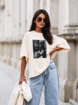 T-shirt damski oversize WOMAN Me Gusta ecru