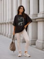 T-shirt damski oversize WOMAN Me Gusta czekoladowa