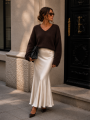 Sweter damski premium z alpaki suri Yarn czekoladowy