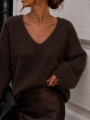 Sweter damski premium z alpaki suri Yarn czekoladowy