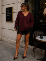 Sweter damski premium z alpaki suri Yarn bordowy
