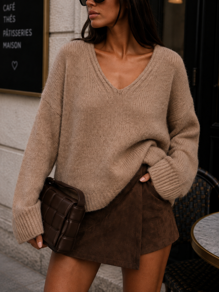 Sweter damski premium z alpaki suri Yarn beżowy
