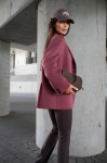Bawełniana marynarka damska oversize Me Gusta – marsala, wygodna i stylowa